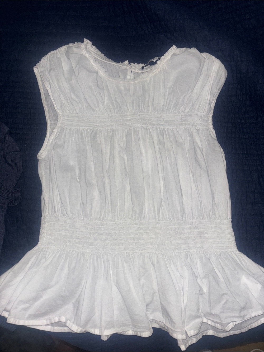 Joe's Jeans White Smocked Peplum Blouse